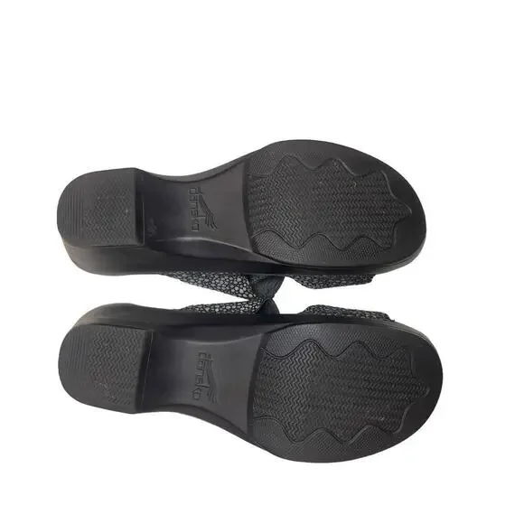 Dansko Sophie Double Strap Wedge Black Metallic Polka Dot Sandals Women Size 8.5 - Picture 6 of 7